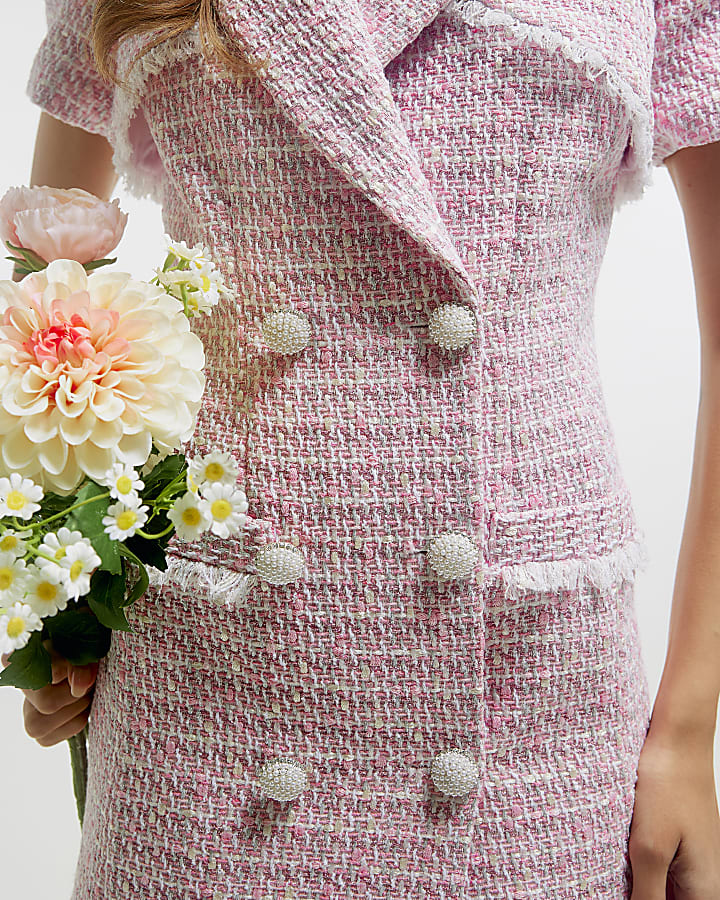 Pink Premium Boucle Mini Dress