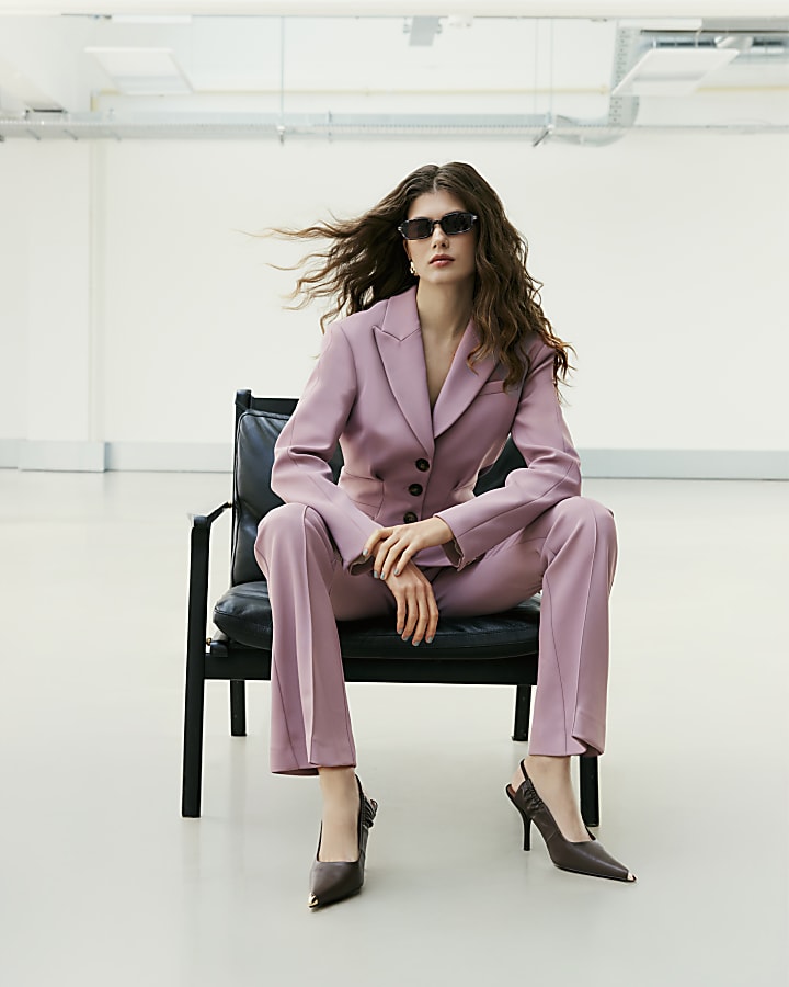 Purple RI Studio Slim Flare Leg Trousers