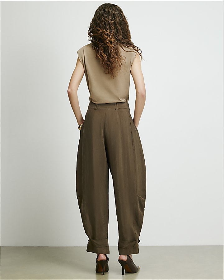 Brown RI Studio Drapey Barrel Trousers
