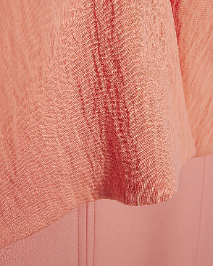 Orange Premium Pleated Peplum Pencil Dress