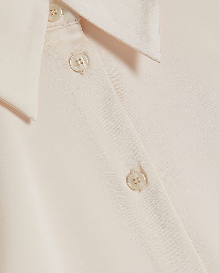 Cream Slim Fit Satin Shirt