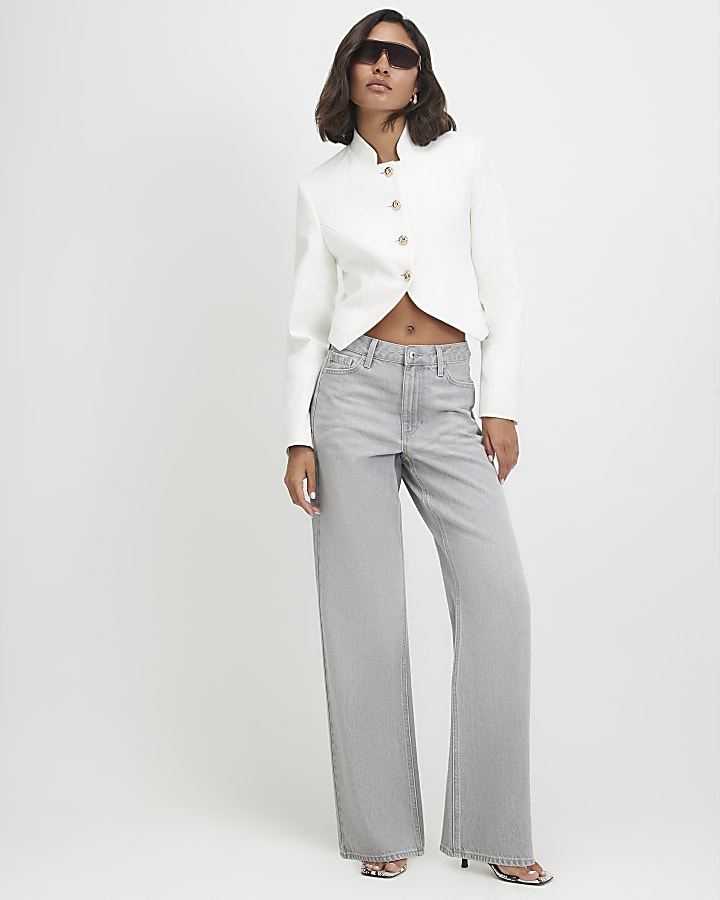 Grey Relaxed Straight Leg Jeans