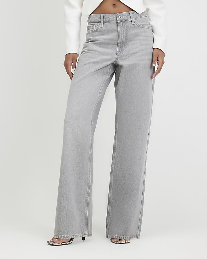 Grey Relaxed Straight Leg Jeans