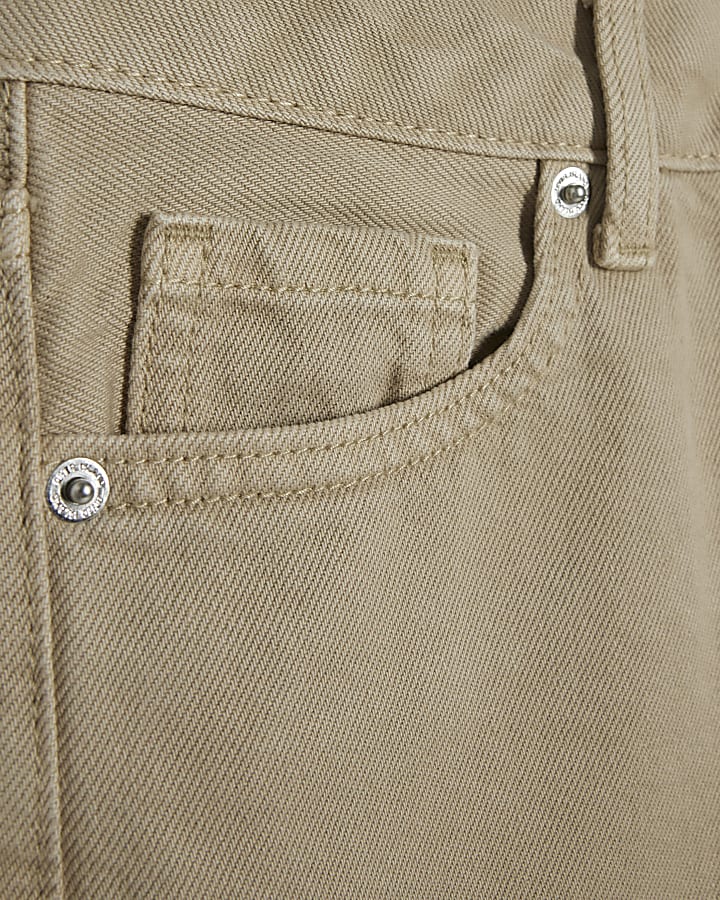 Beige Relaxed Straight Leg Jeans