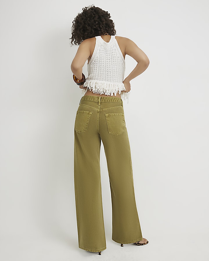 Green Relaxed Straight Leg Jeans