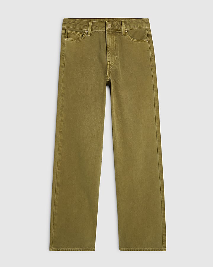 Green Relaxed Straight Leg Jeans