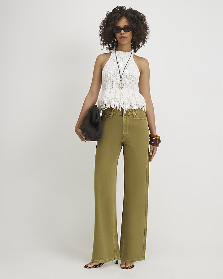 Green Relaxed Straight Leg Jeans