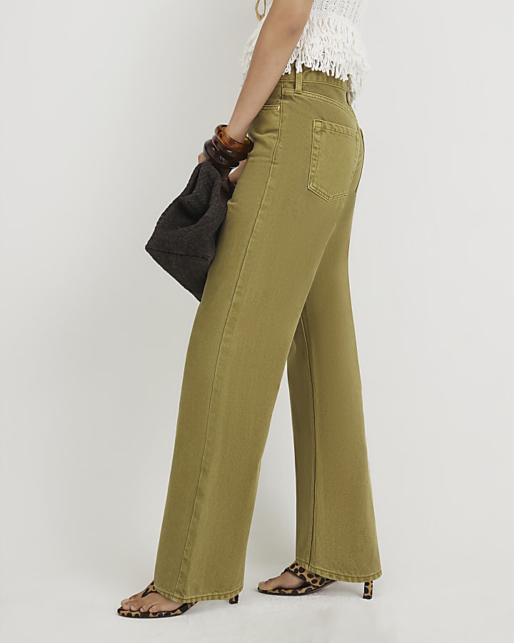 Green Relaxed Straight Leg Jeans