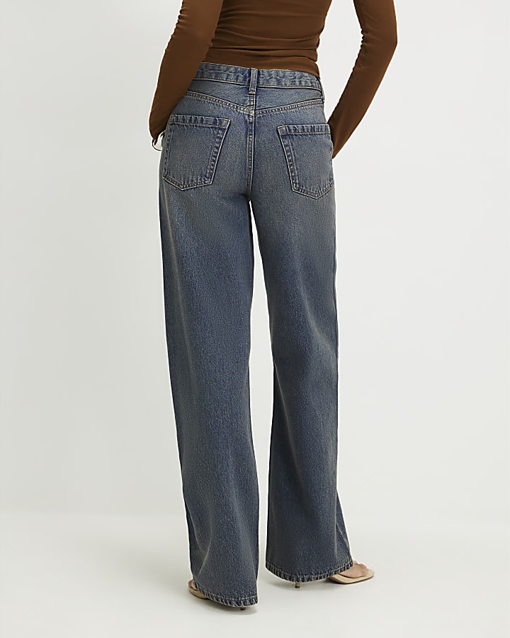 Blue Tinted Relaxed Straight Leg Jeans