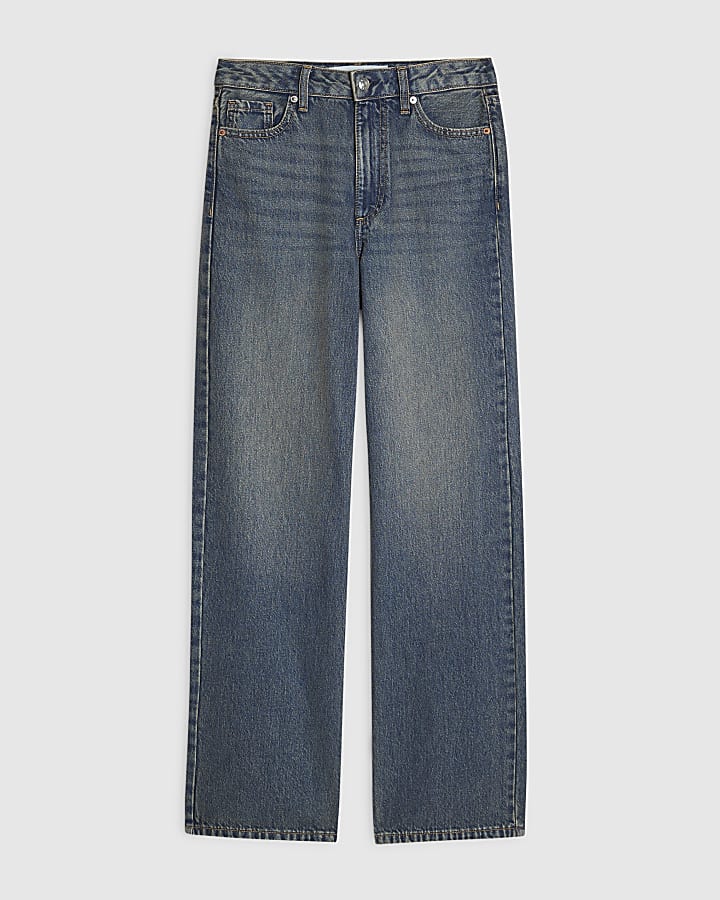 Blue Tinted Relaxed Straight Leg Jeans