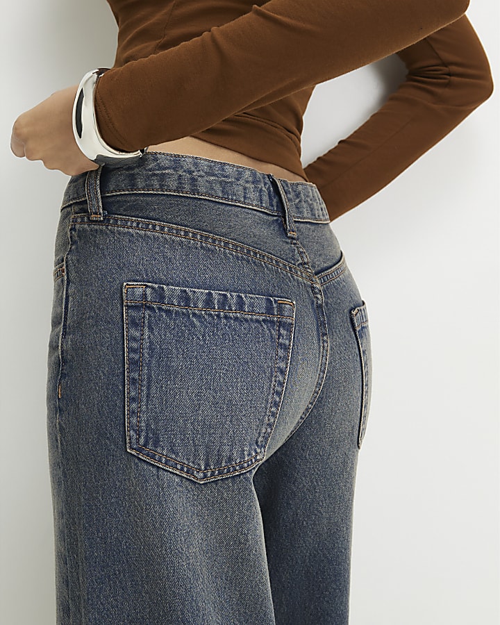 Blue Tinted Relaxed Straight Leg Jeans