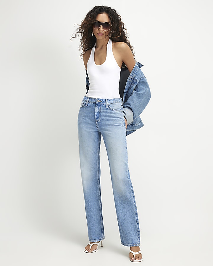 Blue 90s Slim Straight Leg Jeans