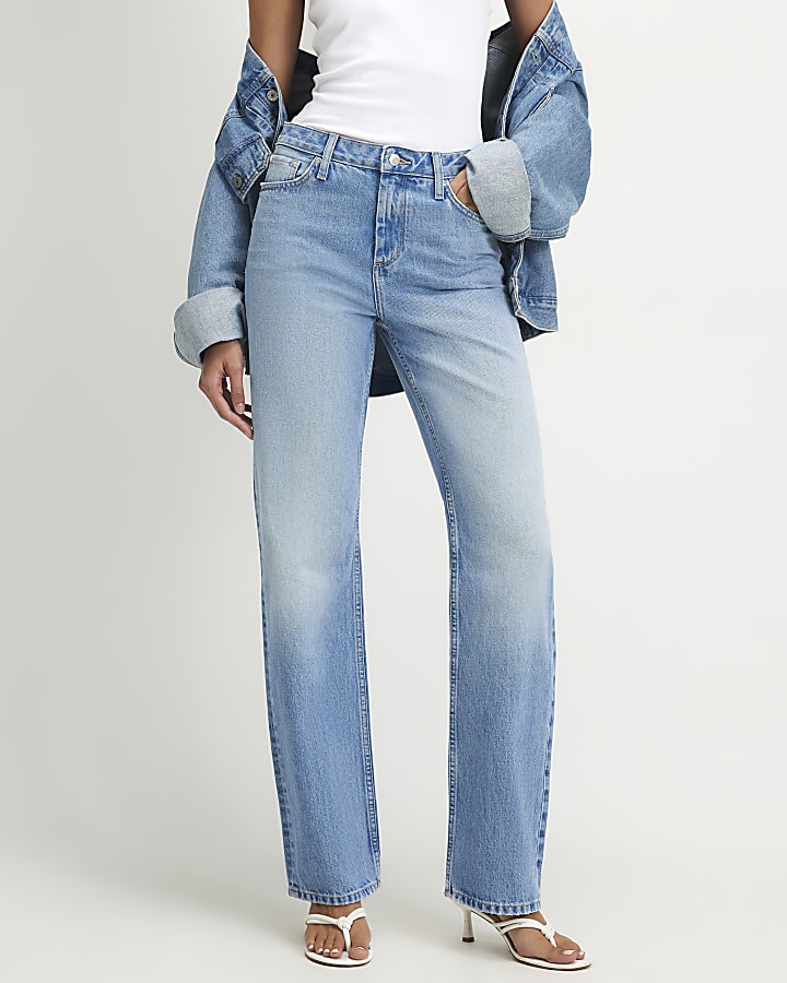 Blue 90s Slim Straight Leg Jeans