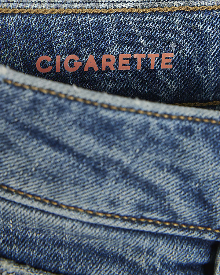 Blue Cigarette Leg Ripped Jeans