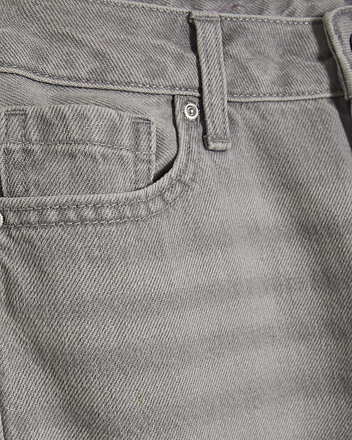 Petite Grey Relaxed Straight Leg Jeans