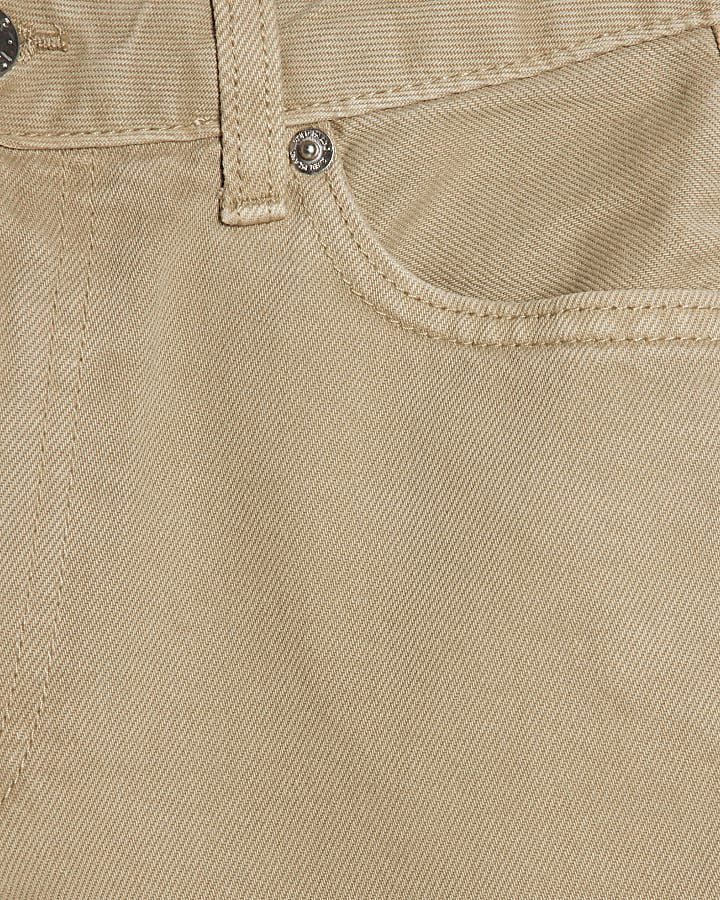 Petite Beige Relaxed Straight Leg Jeans