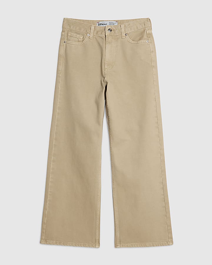 Petite Beige Relaxed Straight Leg Jeans