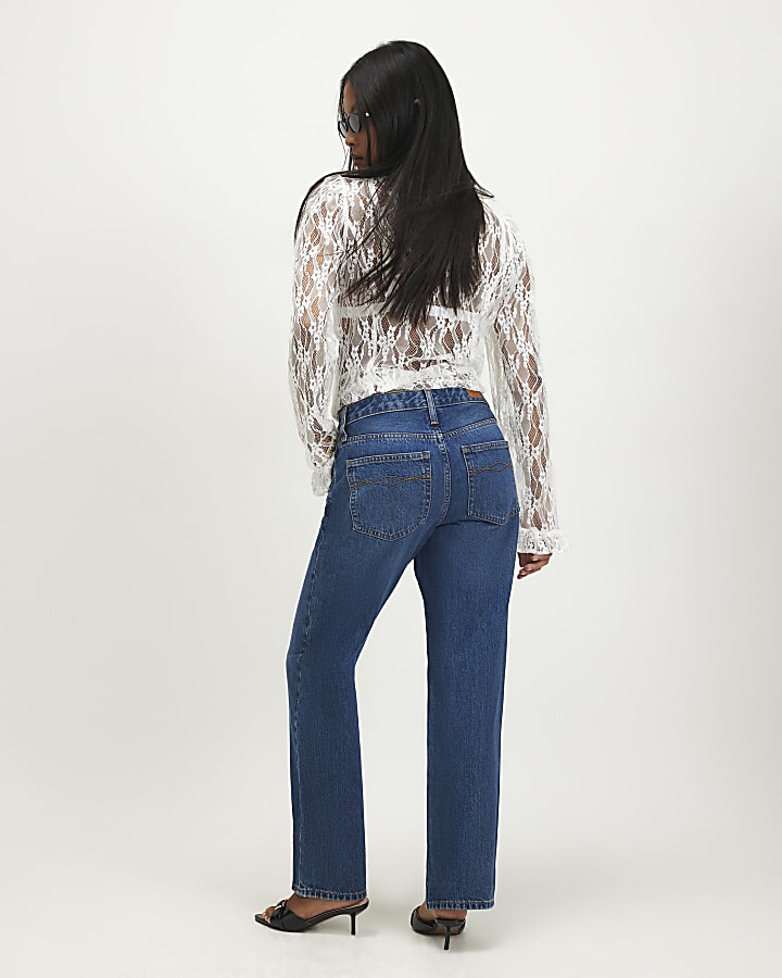 Petite Blue 90s Slim Straight Leg Jeans
