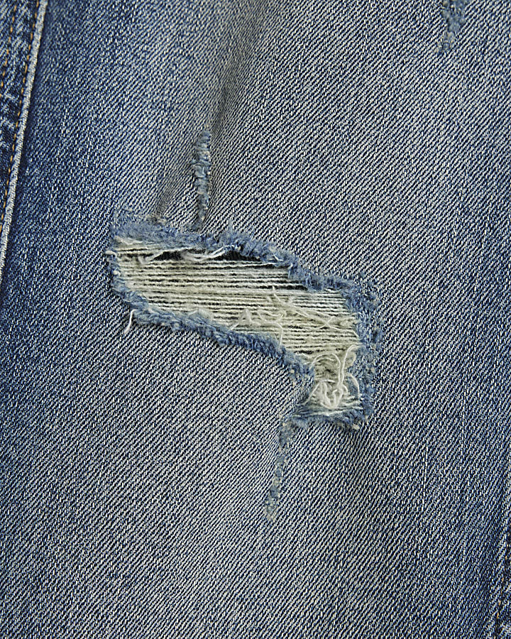 Petite Blue Cigarette Leg Ripped Jeans