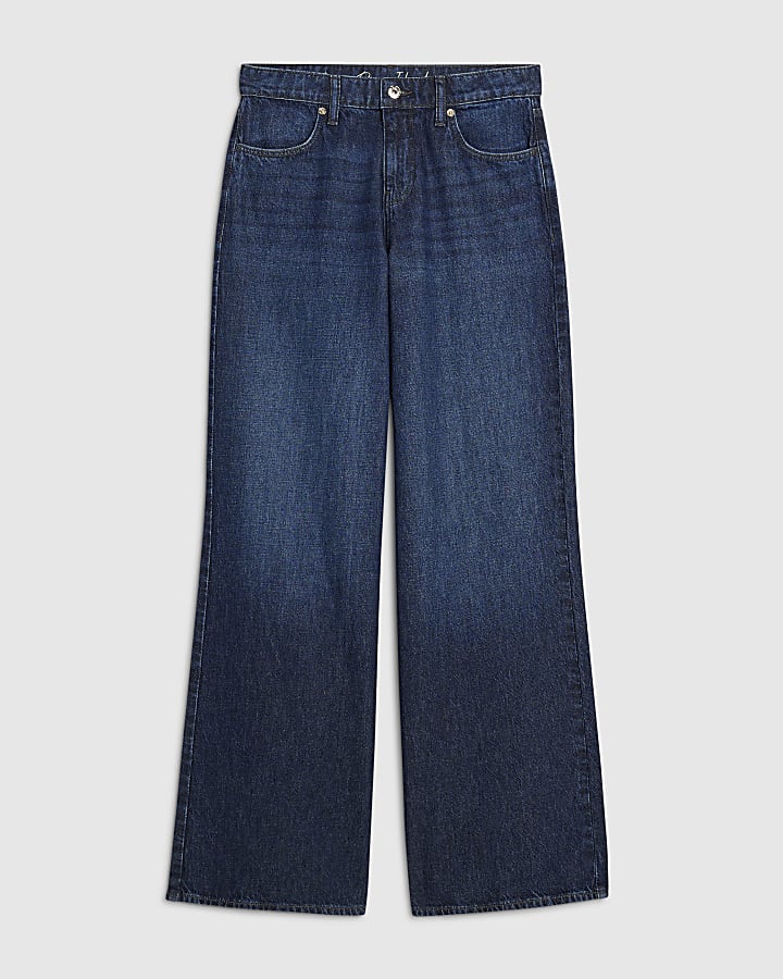 Blue High Waisted Wide Leg Jeans