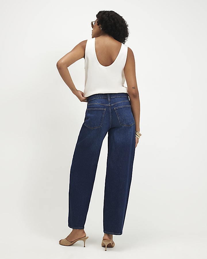 Blue Barrel Leg Jeans