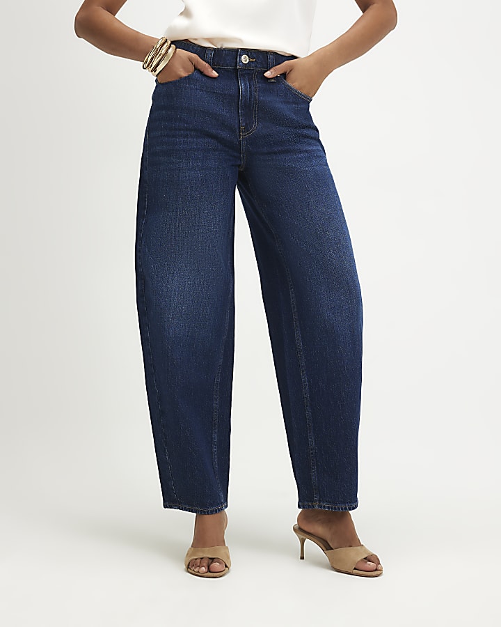 Blue Barrel Leg Jeans