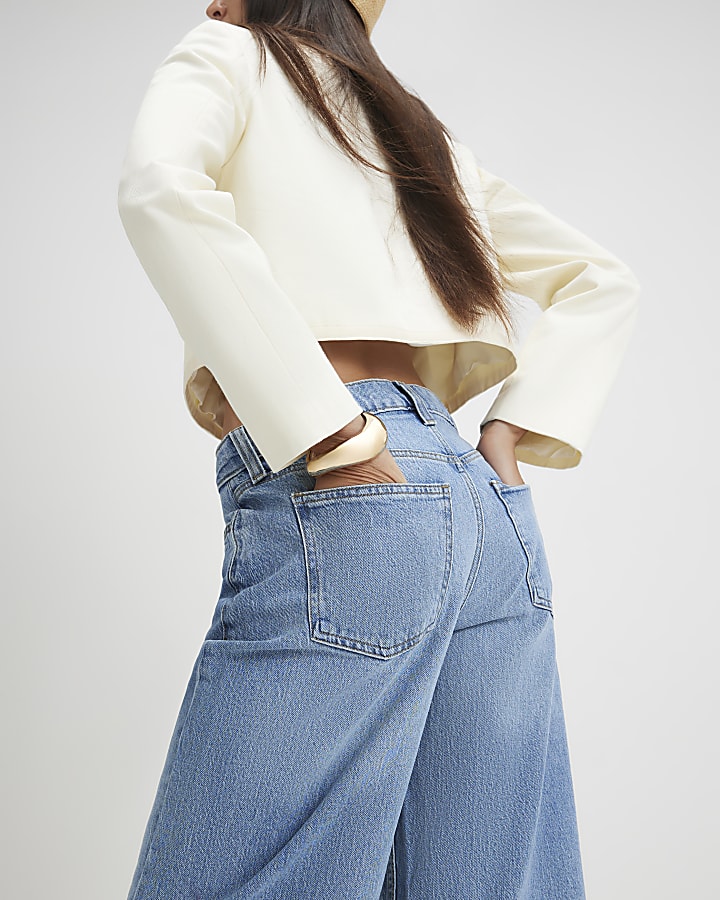 Blue Barrel Leg Jeans