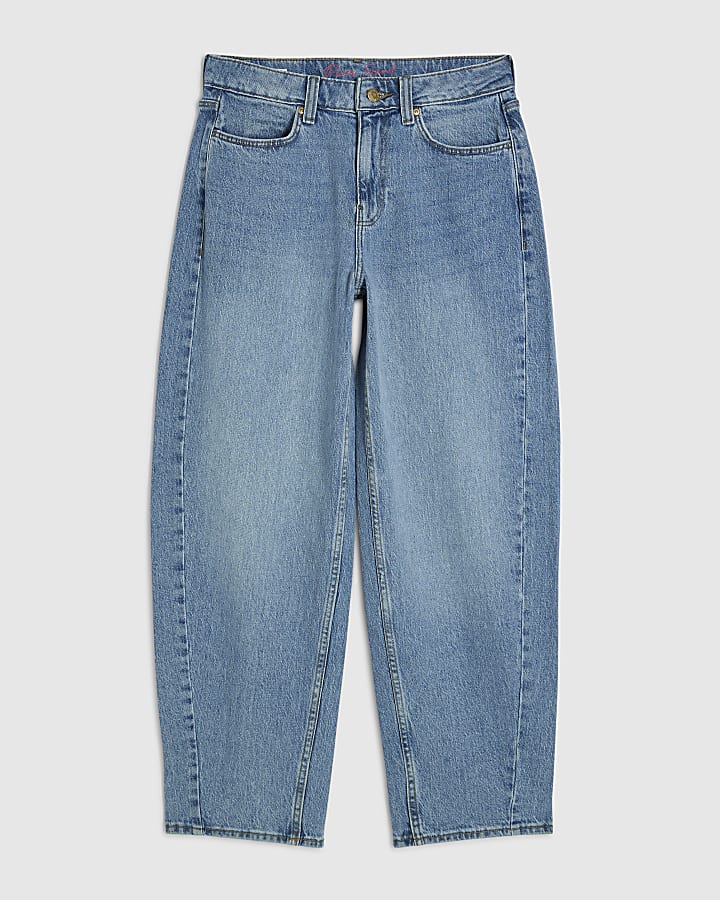 Blue Barrel Leg Jeans