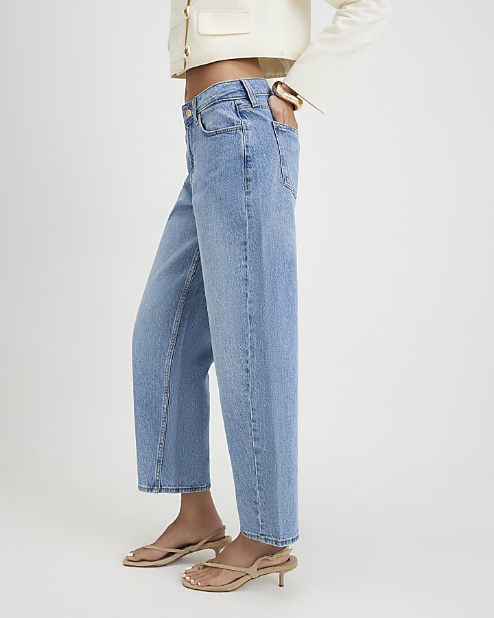 Blue Barrel Leg Jeans