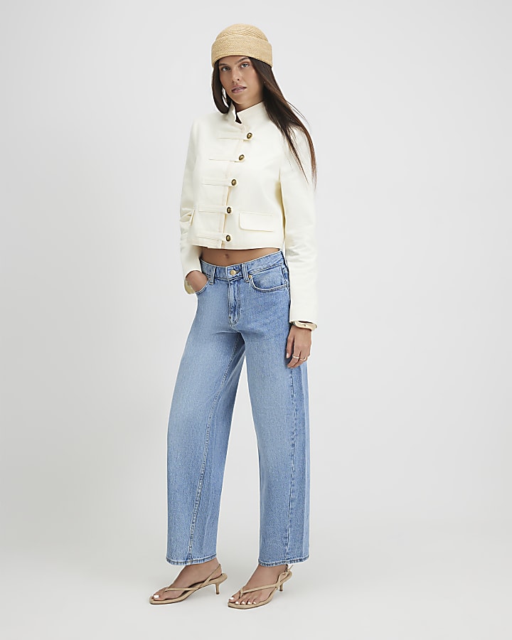 Blue Barrel Leg Jeans