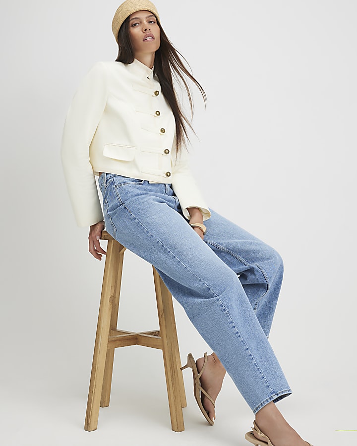 Blue Barrel Leg Jeans