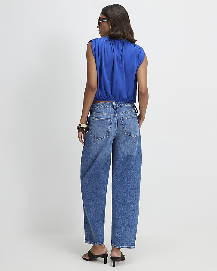 Blue Barrel Leg Jeans