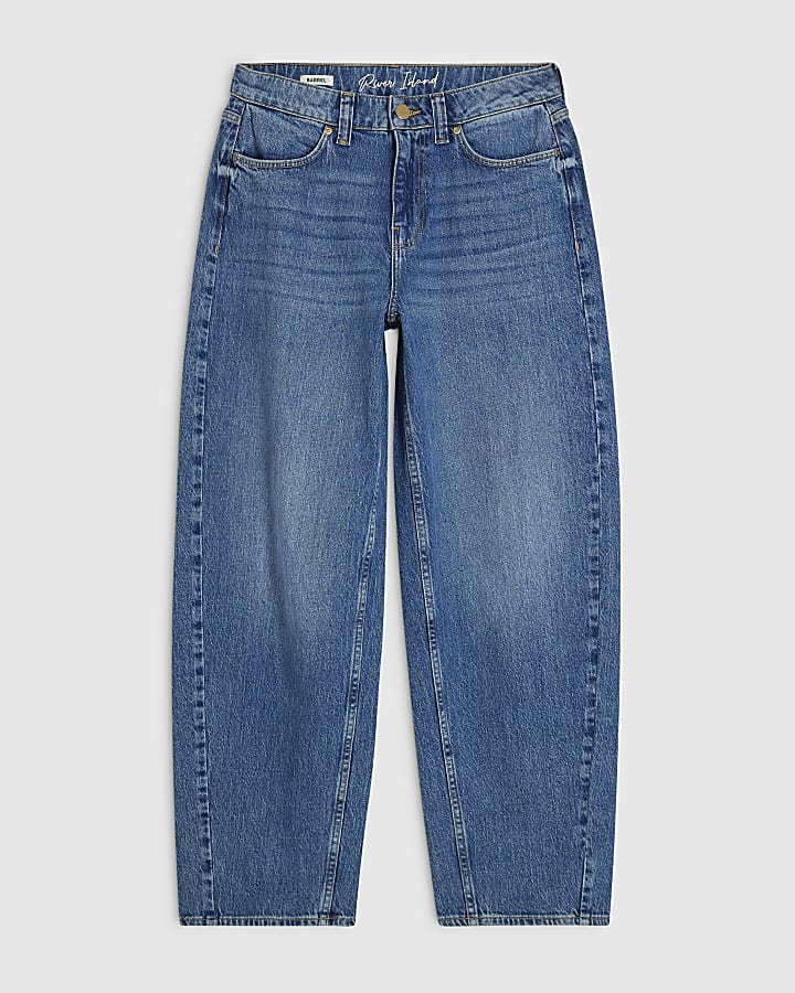 Blue Barrel Leg Jeans