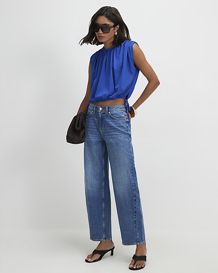 Blue Barrel Leg Jeans