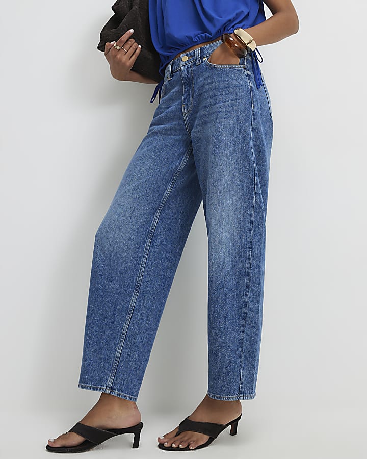 Blue Barrel Leg Jeans