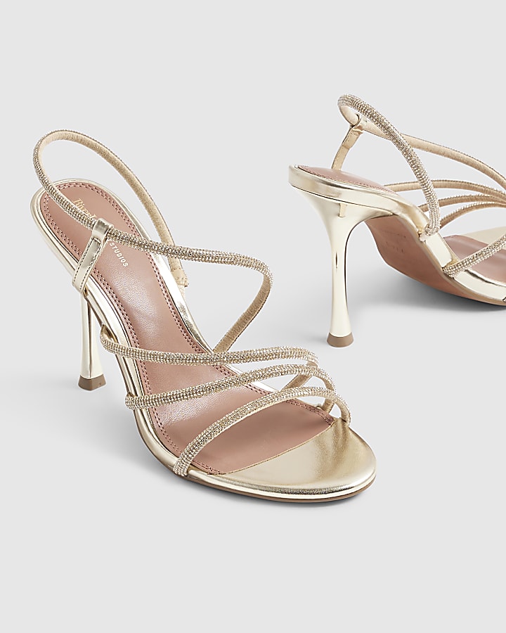 Gold Diamante Strappy Heels