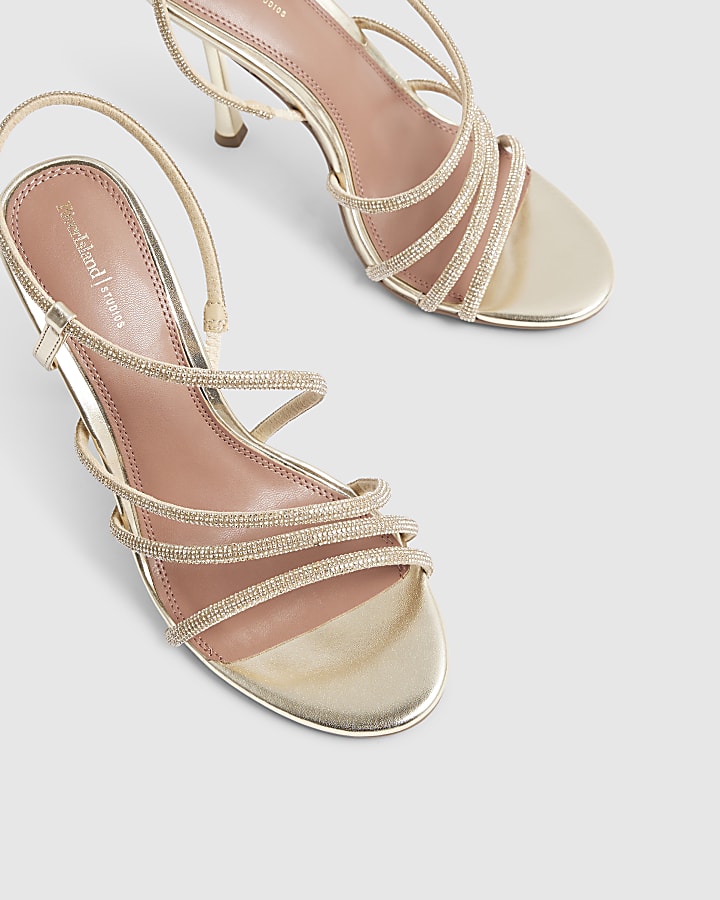 Gold Diamante Strappy Heels