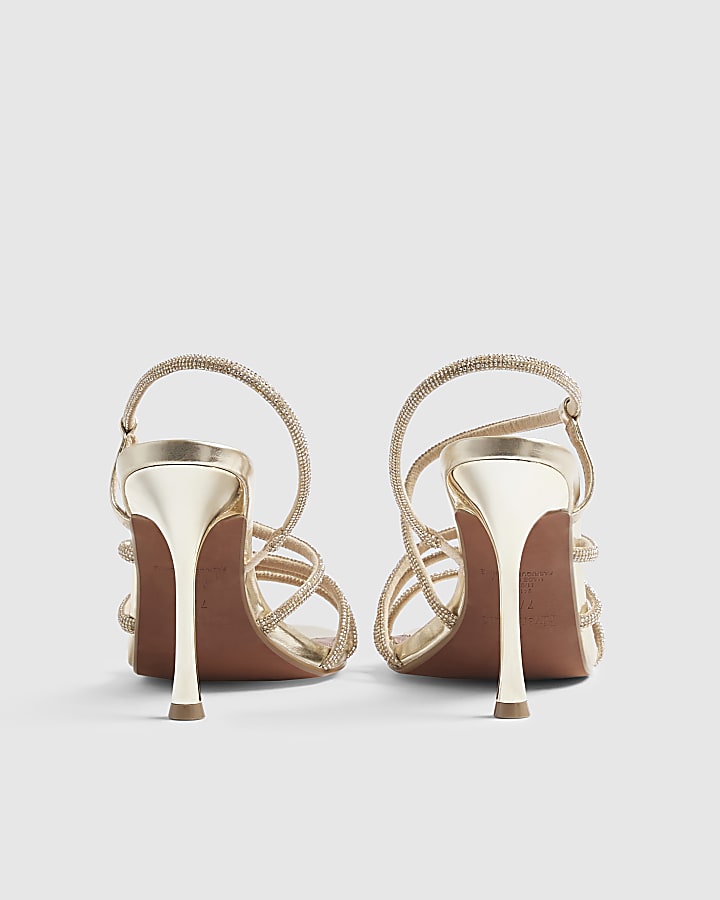 Gold Diamante Strappy Heels