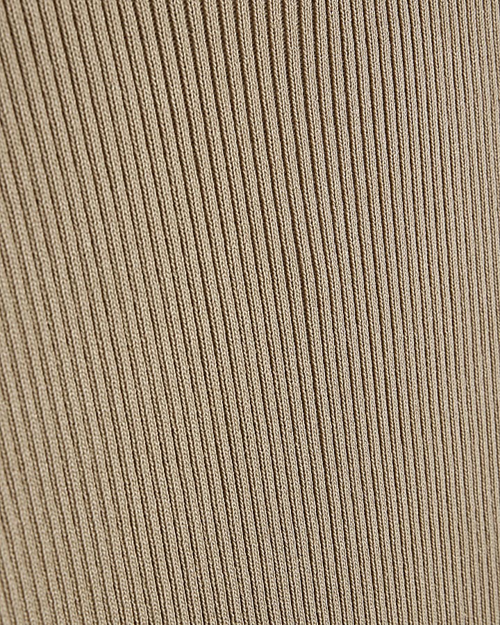 Beige Trim Detail Flippy Knitted Dress