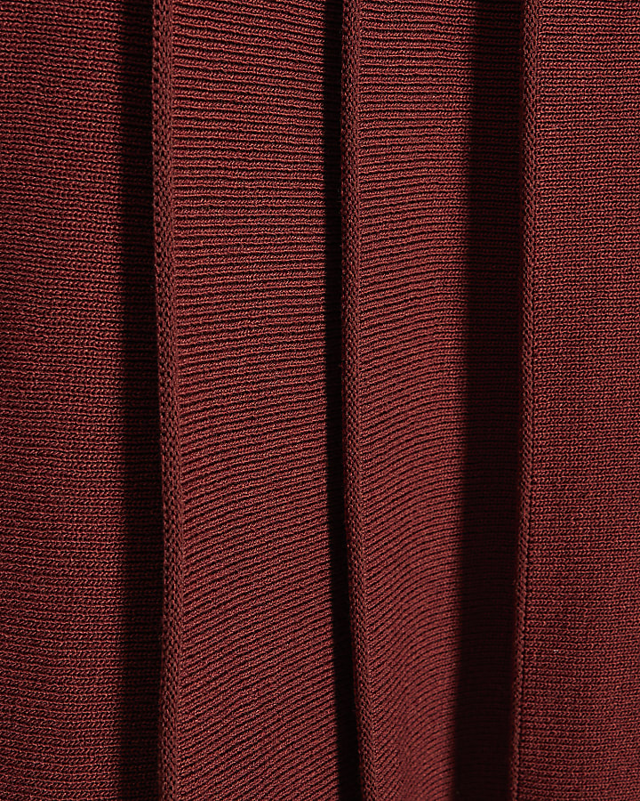 Red Trim Detail Flippy Knitted Dress
