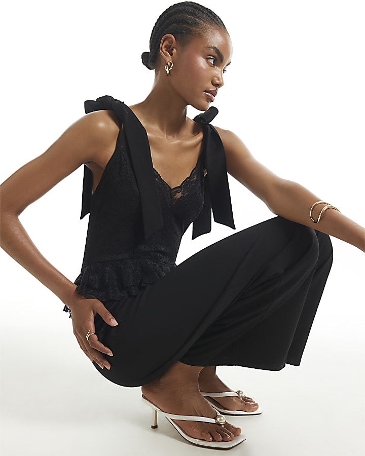 Black Lace Corset Jumpsuit