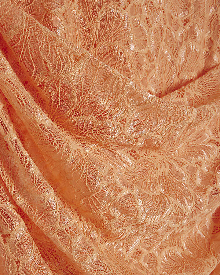 Orange Lace Drape Maxi Dress