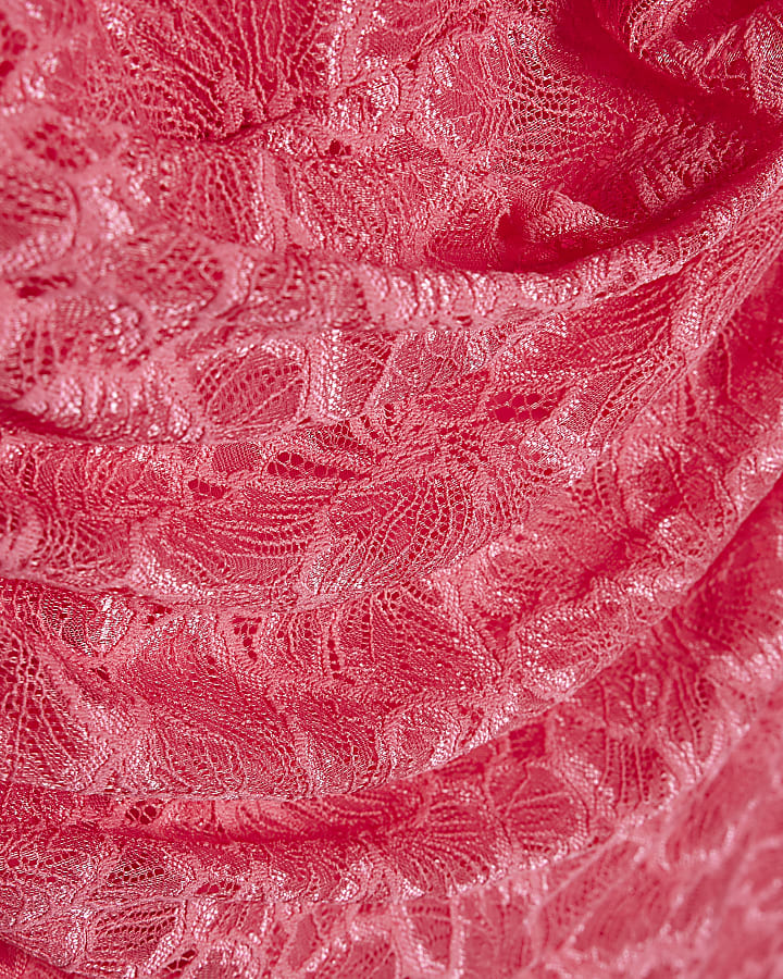 Pink Lace Drape Maxi Dress