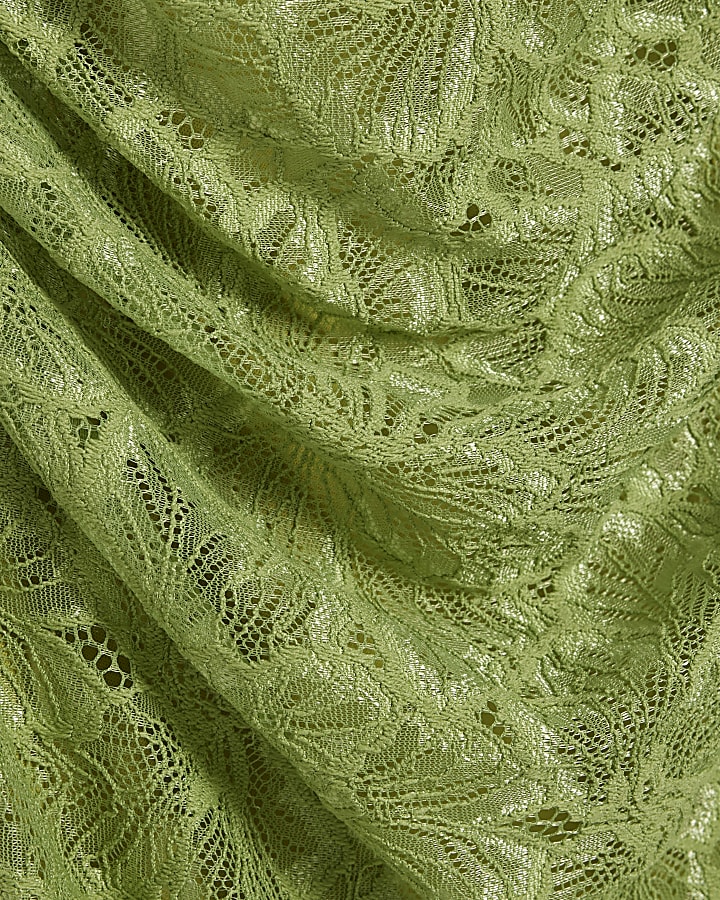 Green Lace Drape Maxi Dress