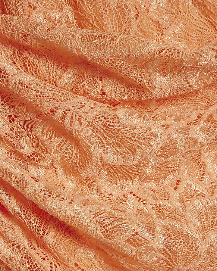 Petite Orange Lace Drape Maxi Dress