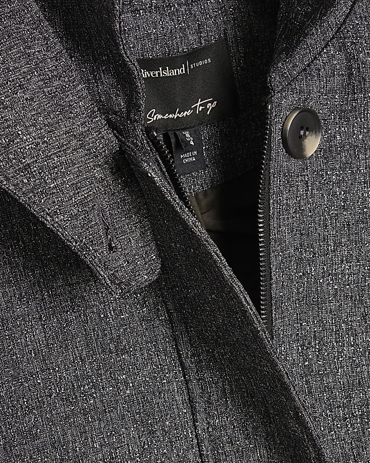 Black Funnel Neck Bubble Hem Bomber Jacket