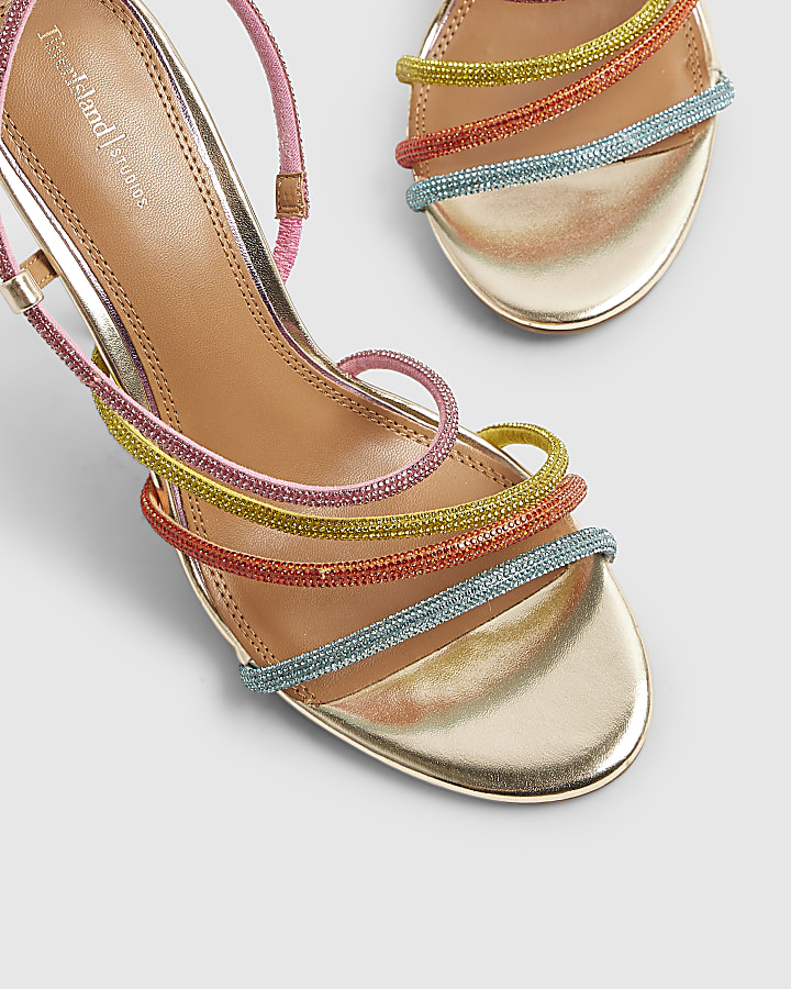 Multi Colour Diamante Strappy Heeled Sandals