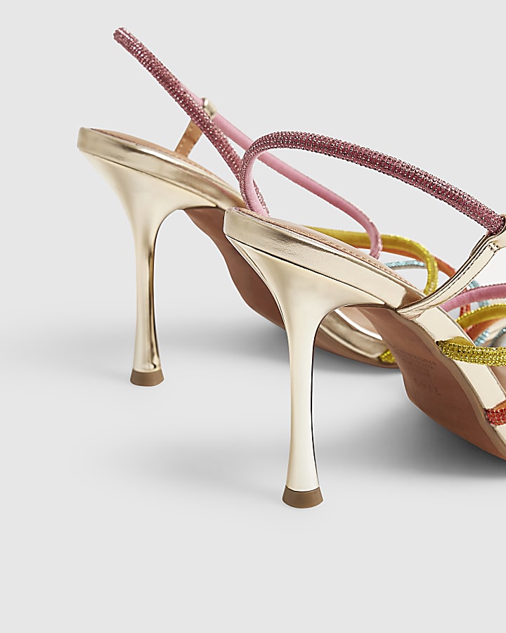 Multi Colour Diamante Strappy Heeled Sandals