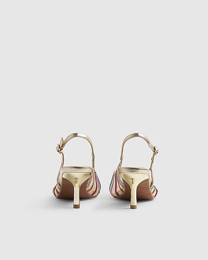 Multi Colour Panelled Mesh Court Heels