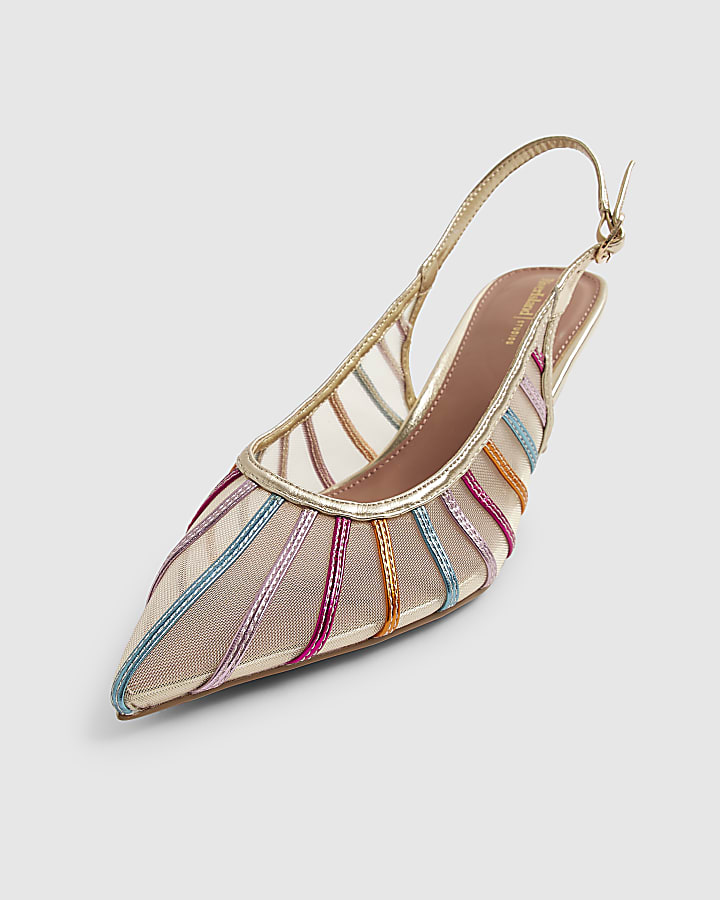 Multi Colour Panelled Mesh Court Heels